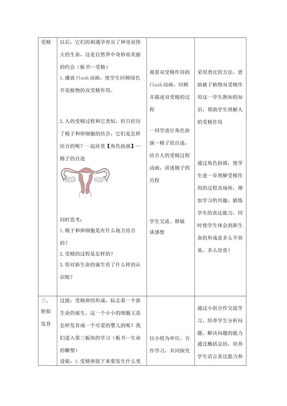 八年级生物上册 7.21.1《人的生殖》教案 （新版）苏科版-（新版）苏科版初中八年级上册生物教案_第3页