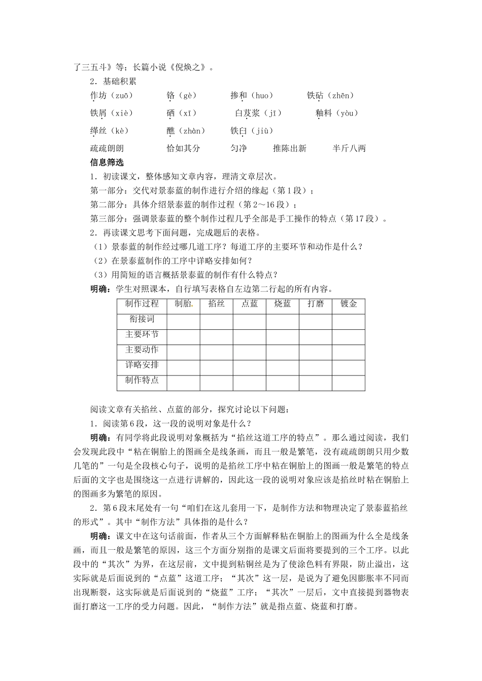 高中语文 景泰蓝的制作教案 苏教版必修5-苏教版高二必修5语文教案_第2页