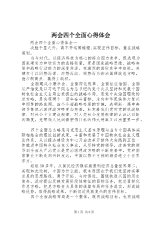 两会四个全面心得体会