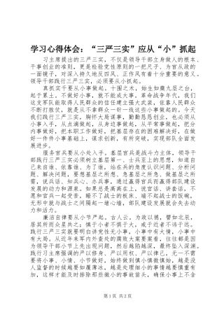 学习心得体会：“三严三实”应从“小”抓起