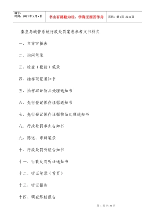 (参考城管行政处罚文书电子版