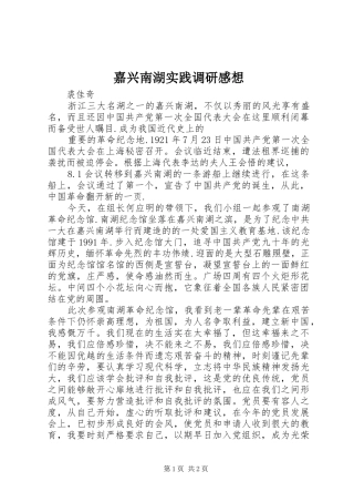 嘉兴南湖实践调研感想