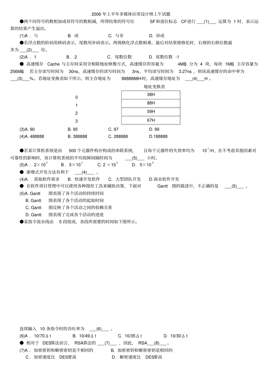 (广告传媒)上半年多媒体应用设计师试题+答案_第1页