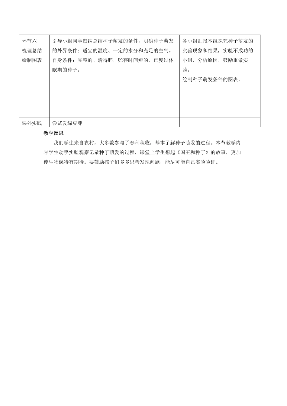 八年级生物上册 第四单元 第一章 第四节 种子的萌发教学设计 （新版）济南版-（新版）济南版初中八年级上册生物教案_第3页