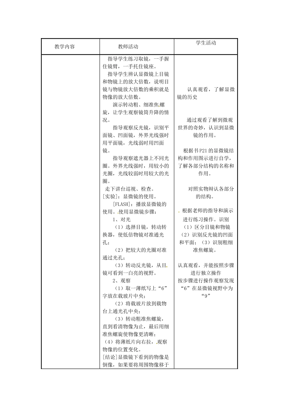 江苏省东台市唐洋镇中学七年级生物上册《2.1 探索生命的器具》教案1 苏教版_第3页