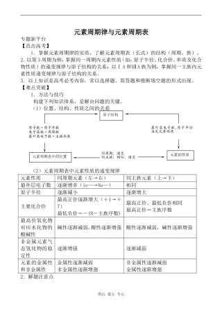 高中化学元素周期律与元素周期表鲁科版必修二