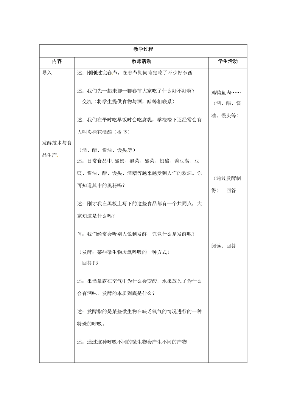 江苏省东台市唐洋镇中学八年级生物上册《20.1 源远流长的发酵技术》教案 苏教版_第2页