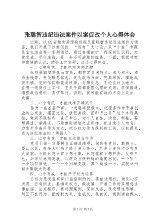 张聪智违纪违法案件以案促改个人心得体会