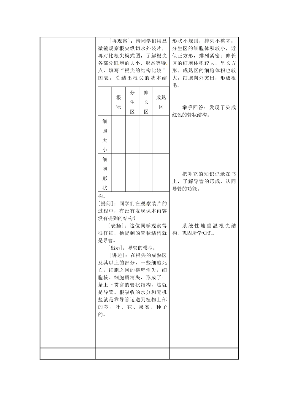 江苏省东台市唐洋镇中学七年级生物上册《5.2 植物根的生长》教案 苏教版_第3页