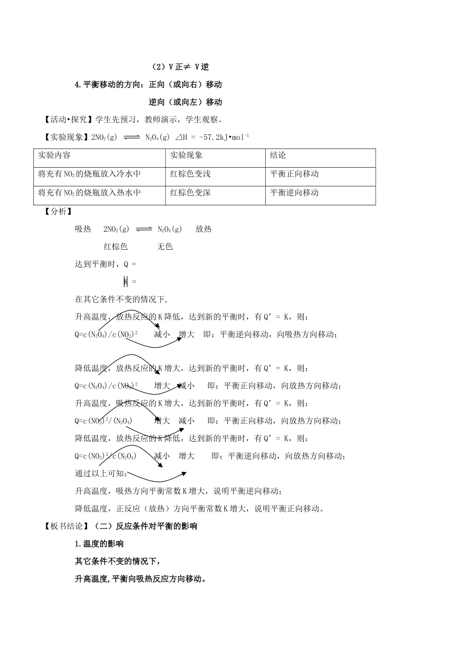 高中化学 第2章 化学反应的方向、限度与速率 2.2 化学反应的限度（第3课时）温度对化学平衡的影响教案 鲁科版选修4-鲁科版高二选修4化学教案_第2页