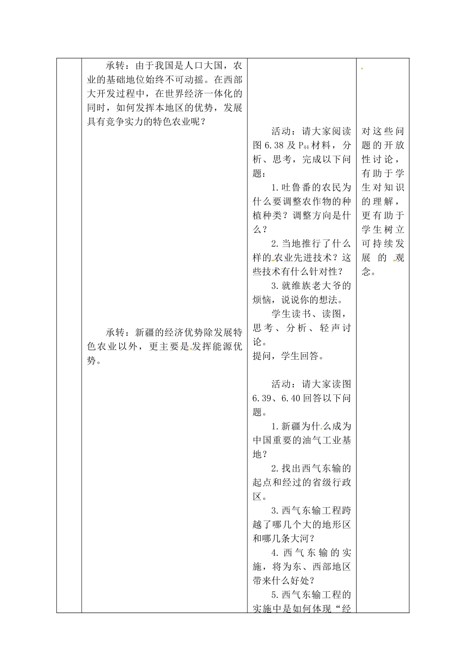 江苏省丹阳市第三中学八年级地理下册 6-4-2 西部开发的重要阵地-新疆维吾尔自治区教师教案 新人教版_第3页