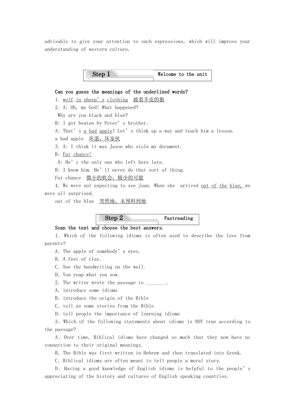 高中英语 Unit 4 Behind beliefs Section Ⅰ Welcome to the unit  Reading—Pre-reading教案（含解析）牛津译林版选修9-牛津版高二选修9英语教案_第2页