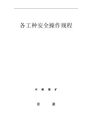 兴顺煤矿各工种安全操作规程