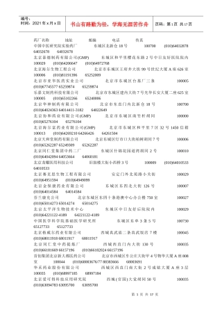 北京XXXX年最新药企名录