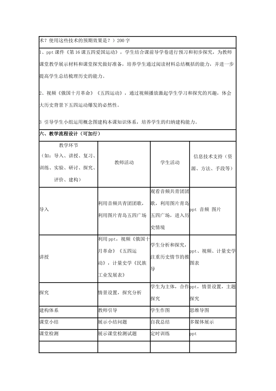 高中历史 第16课 五四爱国运动教案4 岳麓版必修1-岳麓版高一必修1历史教案_第2页