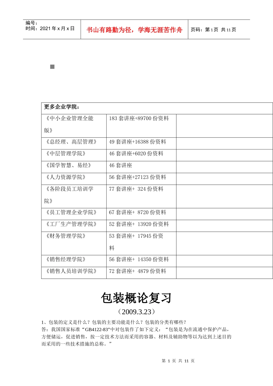 包装印刷包装概论复习资料_第1页