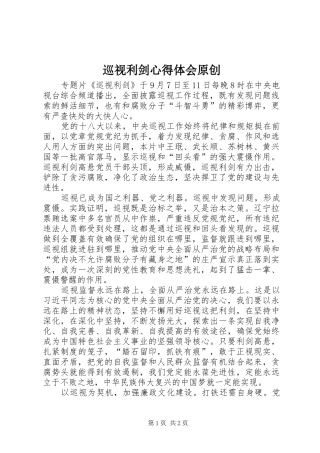 巡视利剑心得体会原创