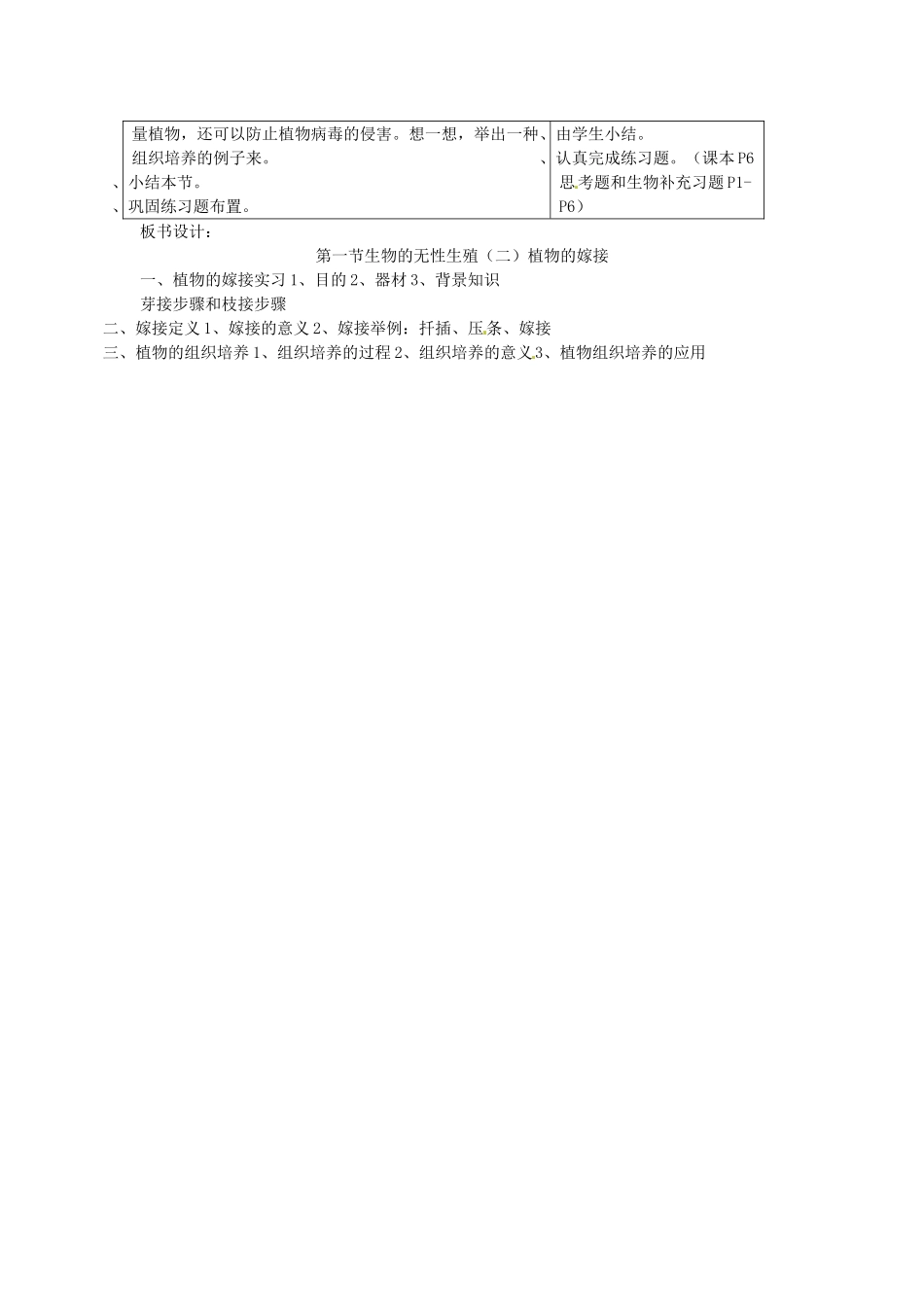 江苏省盐城东台市唐洋镇八年级生物上册《第一节 生物的无性生殖（第2课时）》教案 苏教版_第3页