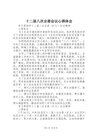 十二届八次全委会议心得体会