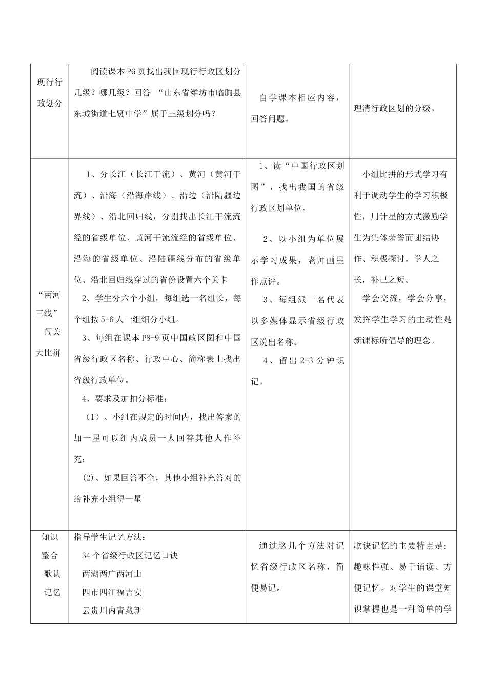 八年级地理上册 第1章 第2节 中国的行政区划教学设计 （新版）湘教版-（新版）湘教版初中八年级上册地理教案_第3页