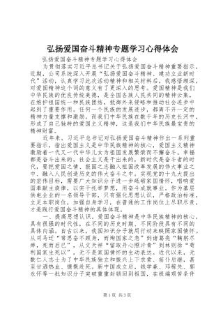 弘扬爱国奋斗精神专题学习心得体会