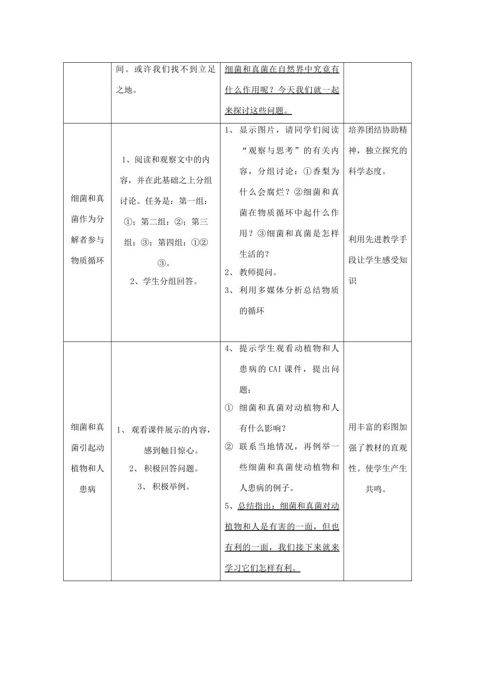 八年级生物上册 细菌和真菌在自然界中的作用教案 人教新课标版_第2页