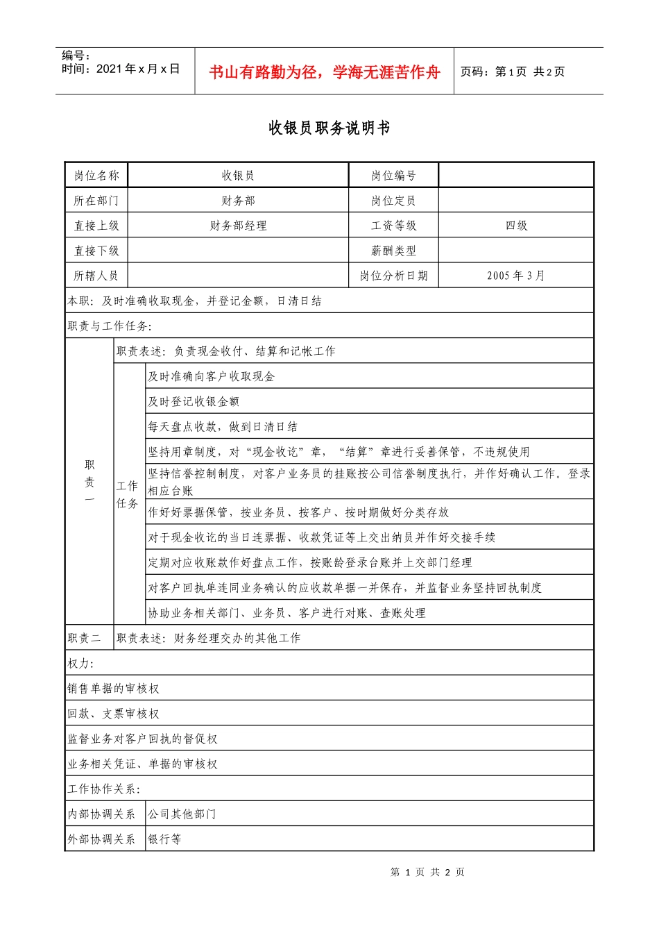 医药企业职务说明书_第1页