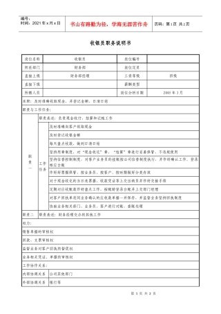 医药企业职务说明书