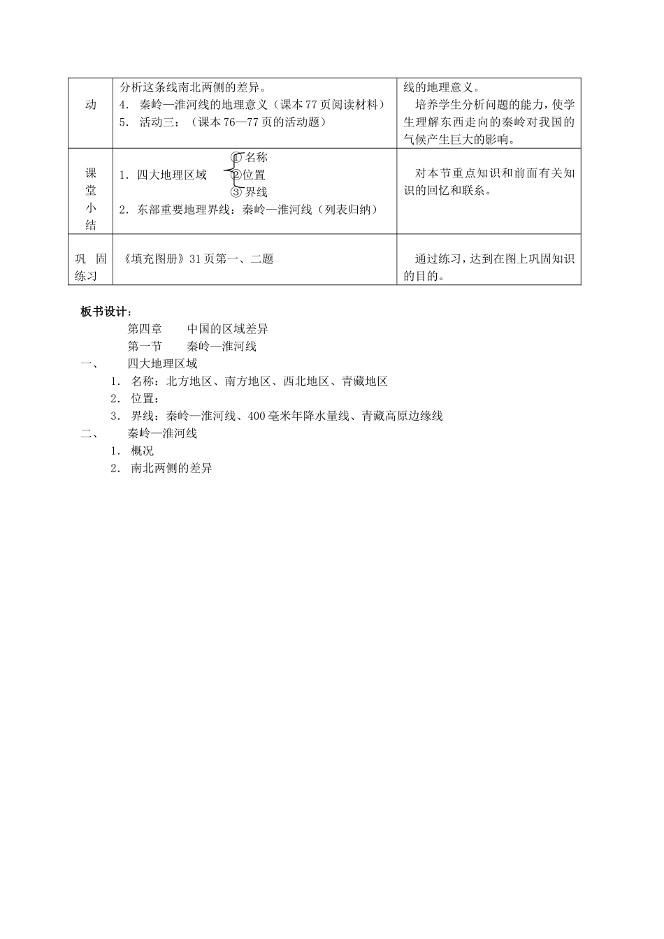 八年级地理上册 4.1 秦岭 淮河线教案 湘教版-湘教版初中八年级上册地理教案_第2页