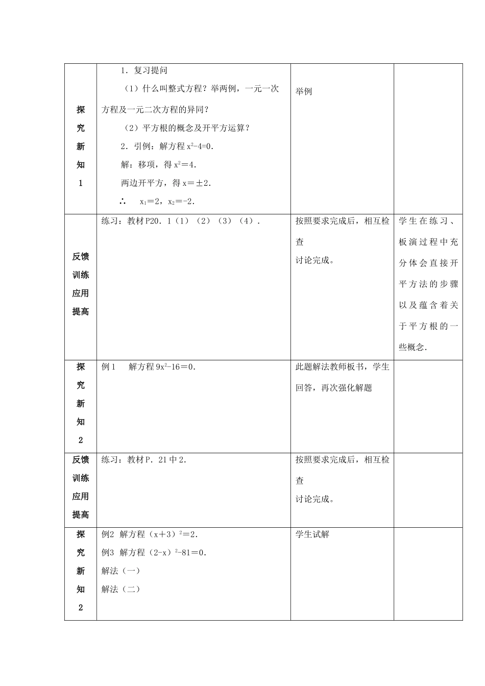 江苏省太仓市浮桥中学九年级数学上册 用公式解一元二次方程（第2课时）教案 苏科版_第2页