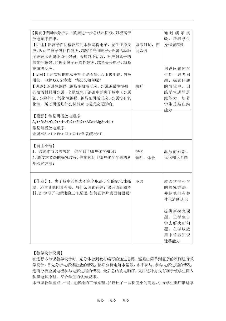 高中化学：1.2.3 电解法的工作原理及应用 教案（苏教版选修4）_第3页