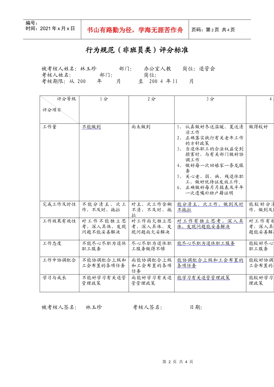 上海市电力公司市区供电公司退管会行为规范考评表_第2页