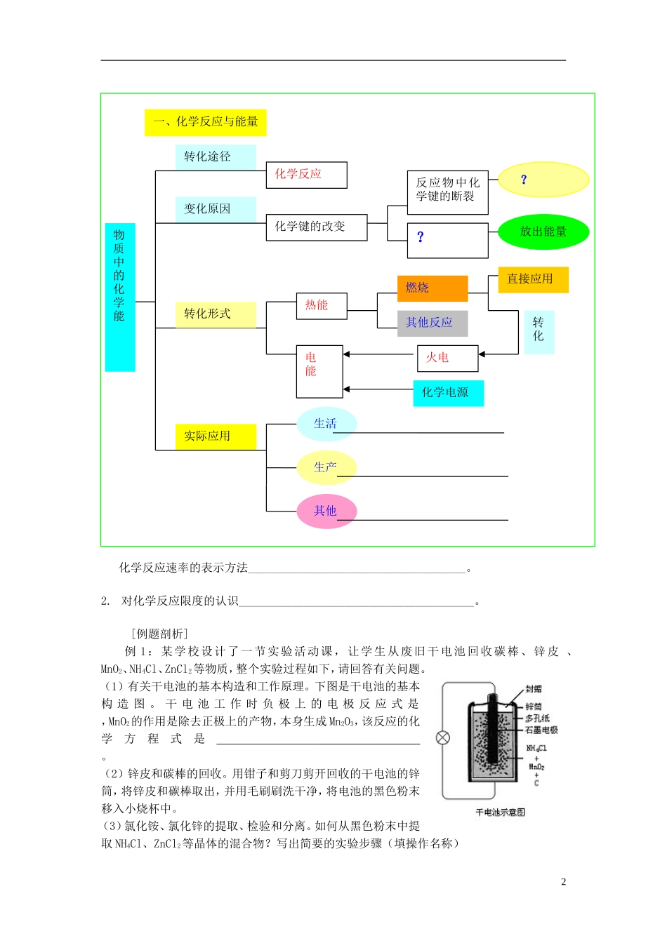 高中化学 《化学反应与能量 归纳与整理》教案2 新人教版选修4_第2页