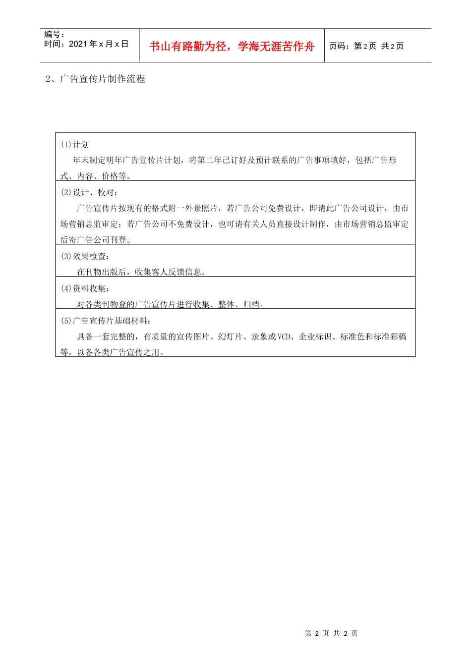 XX酒店营销部广告运作规范_第2页