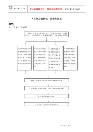XX酒店营销部广告运作规范