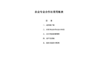 农业专业合作社常用帐表