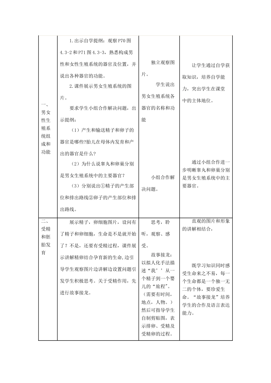 八年级生物上册 4.3.1《婴儿的诞生》教案2 （新版）济南版-（新版）济南版初中八年级上册生物教案_第2页