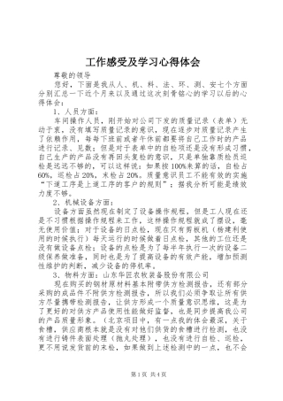 工作感受及学习心得体会