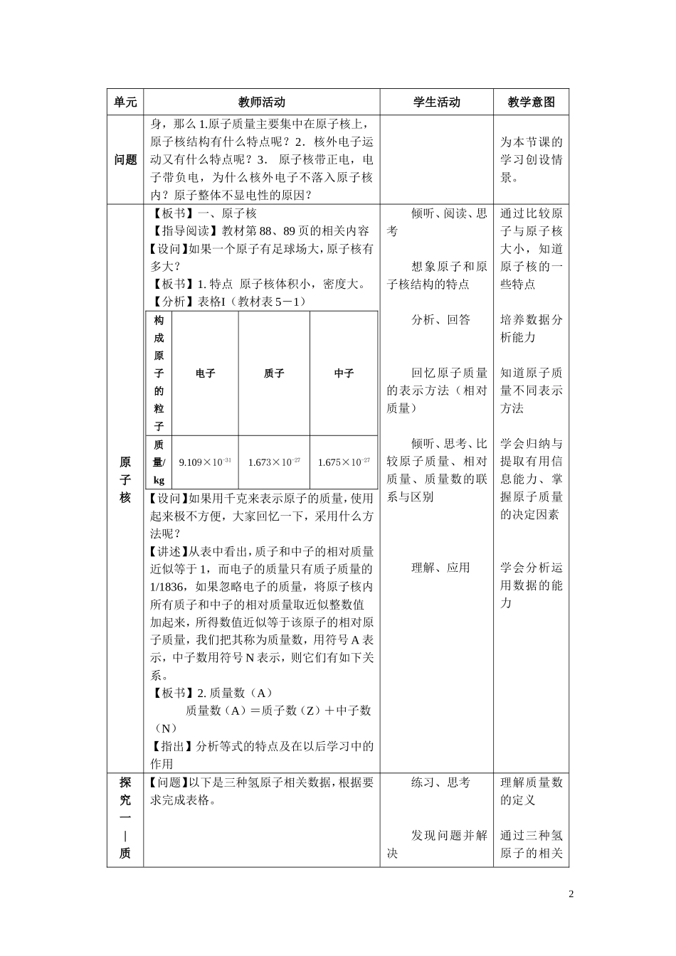 高中化学《原子结构》教案7 鲁科版必修2_第2页
