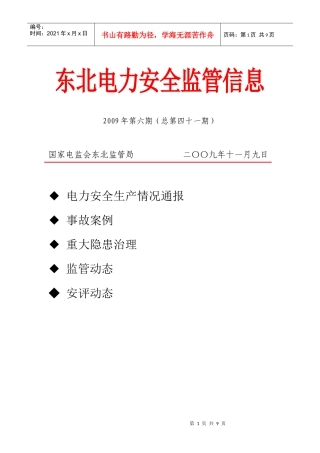 东北电力安全监管信息第41期doc-东北电力监管信息
