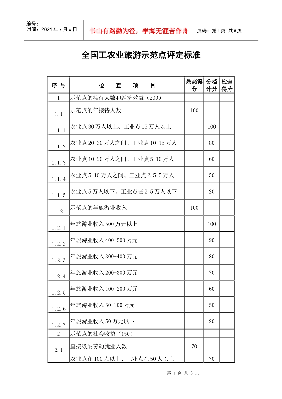 全国工农业旅游示范点评定标准_第1页