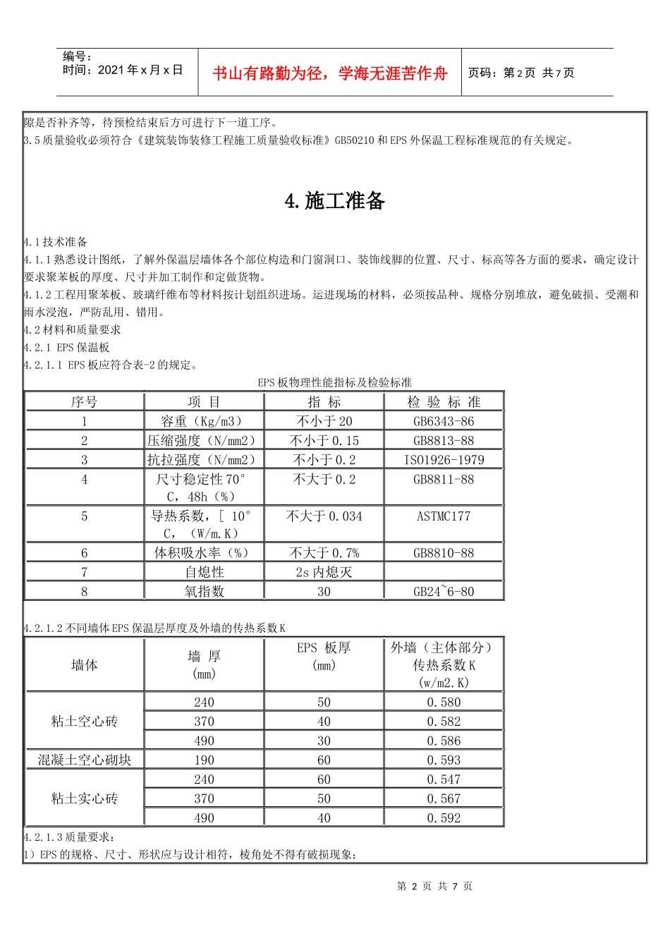 EPS外墙保温施工工艺标准_第2页