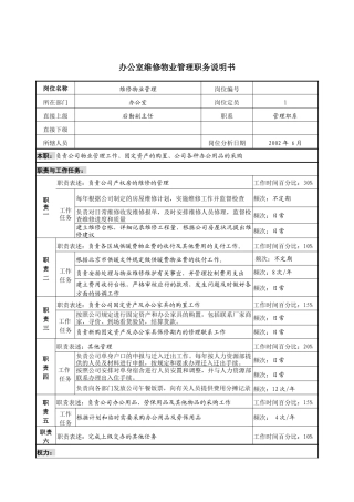 办公室维修物业管理职务说明书