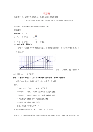 江苏省靖江市新港城初级中学九年级数学上册 平方根教案 苏科版