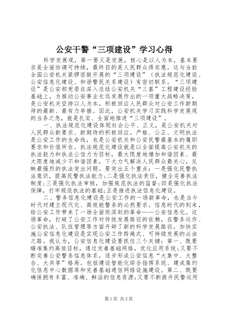 公安干警“三项建设”学习心得