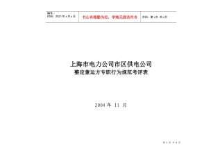 上海市电力公司市区供电公司整定兼运方专职行为规范考评表