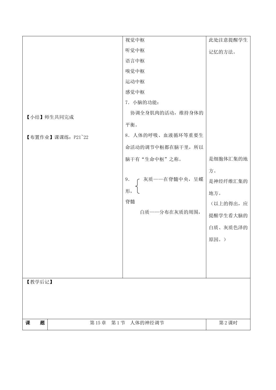八年级生物上册 15.1 人体的神经调节 教案 苏科版_第3页