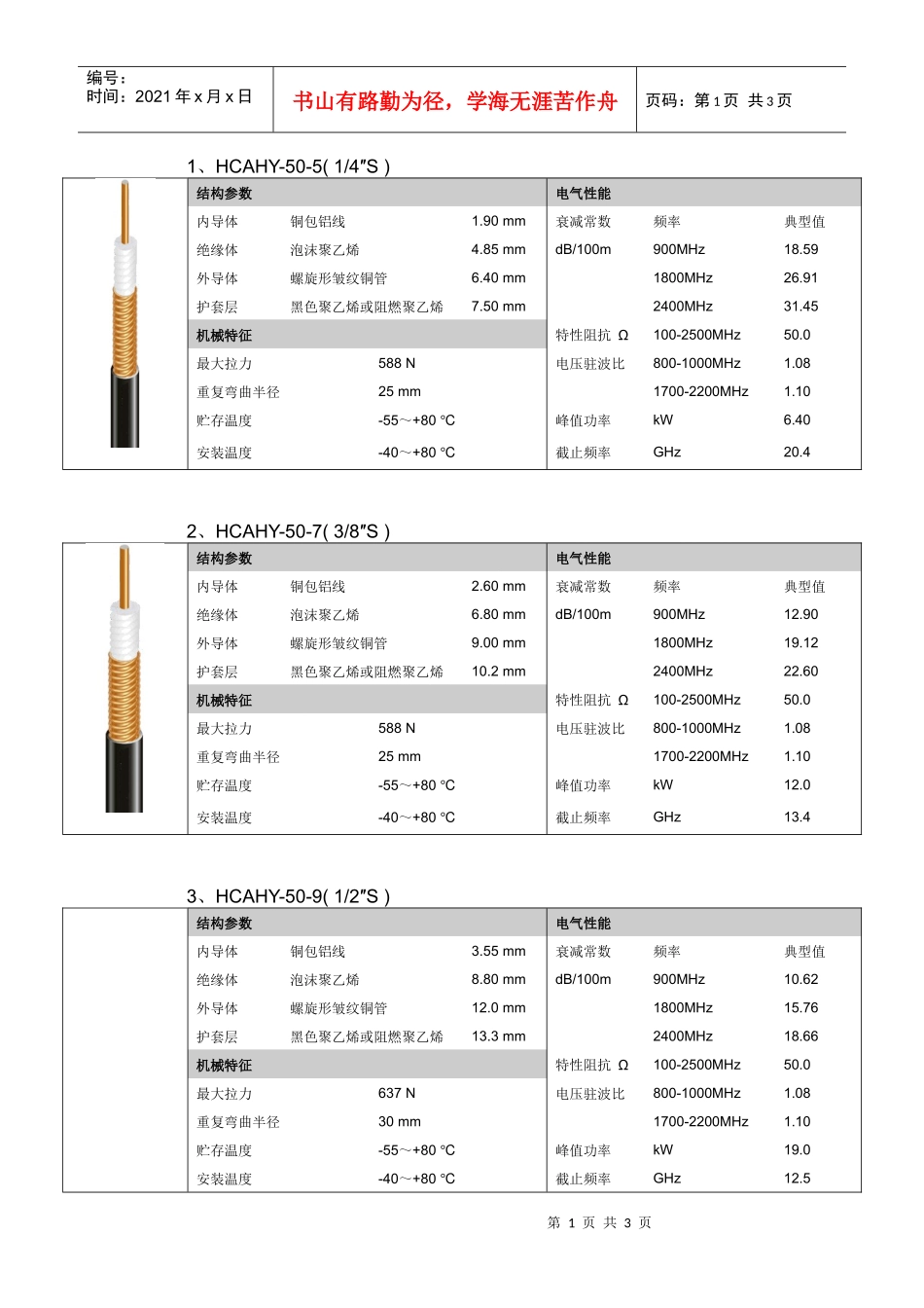 1、HCAHY-50-5(14″S)结构参数电气性能_第1页