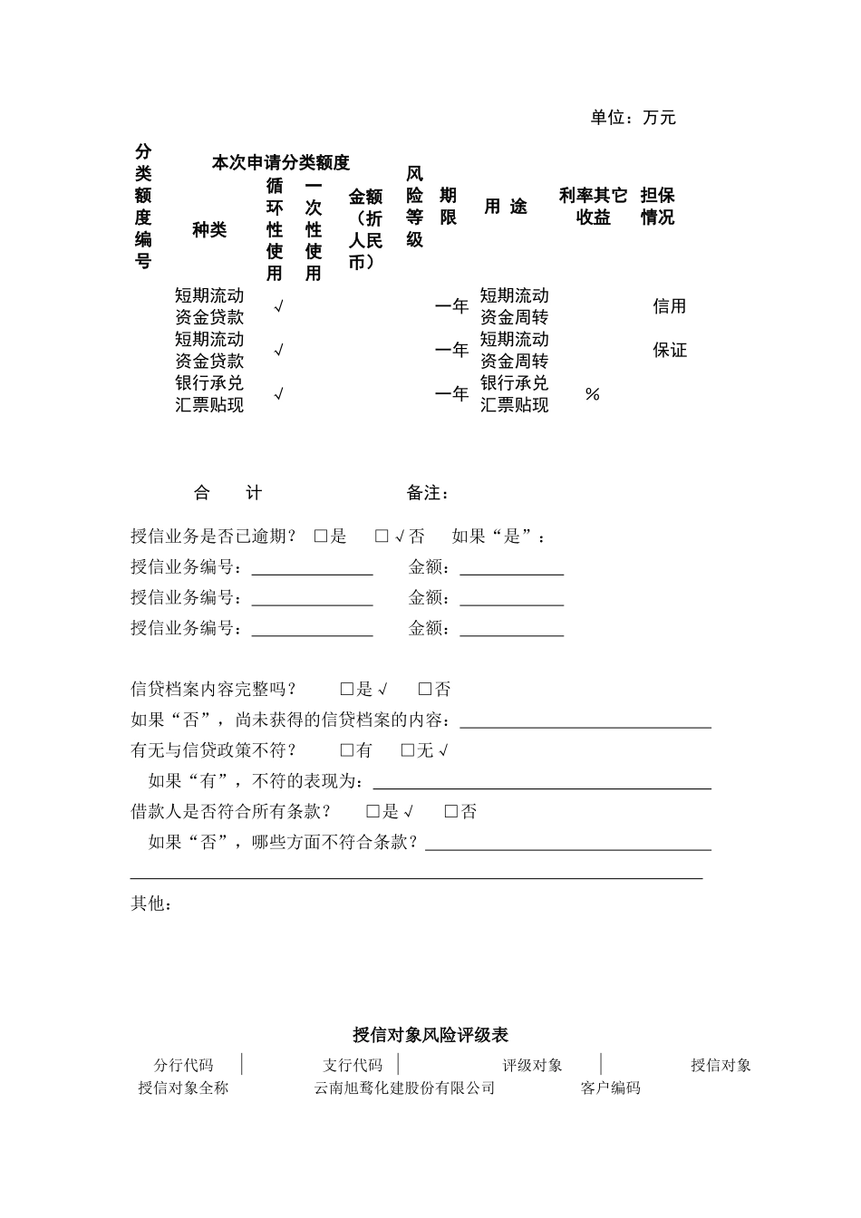 交通银行某地分行客户授信申请书简述_第3页