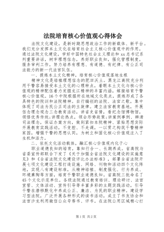 法院培育核心价值观心得体会